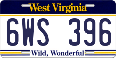 WV license plate 6WS396