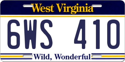WV license plate 6WS410