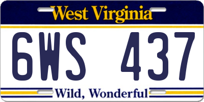 WV license plate 6WS437