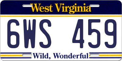 WV license plate 6WS459