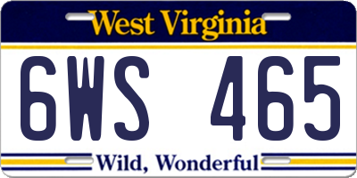 WV license plate 6WS465