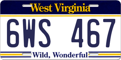 WV license plate 6WS467