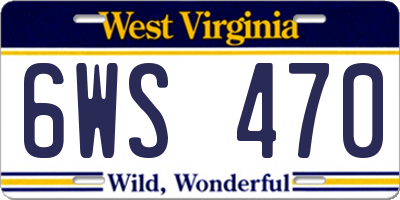 WV license plate 6WS470