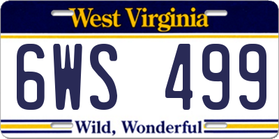 WV license plate 6WS499