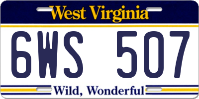 WV license plate 6WS507