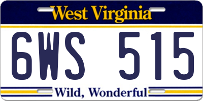 WV license plate 6WS515