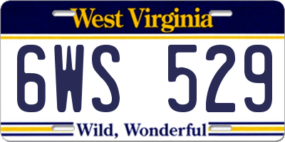 WV license plate 6WS529