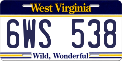 WV license plate 6WS538