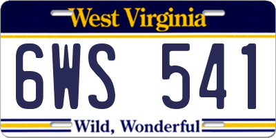 WV license plate 6WS541