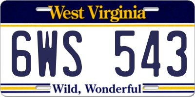 WV license plate 6WS543