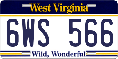 WV license plate 6WS566
