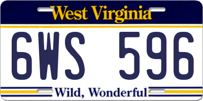 WV license plate 6WS596