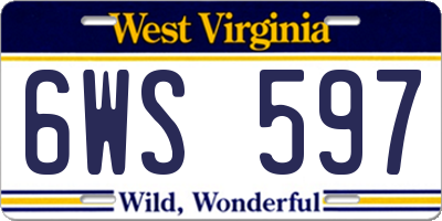 WV license plate 6WS597