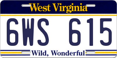WV license plate 6WS615