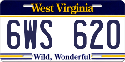 WV license plate 6WS620