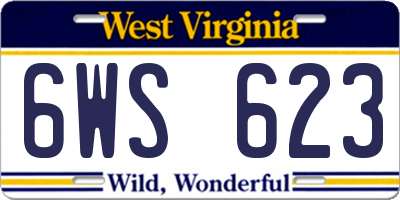 WV license plate 6WS623