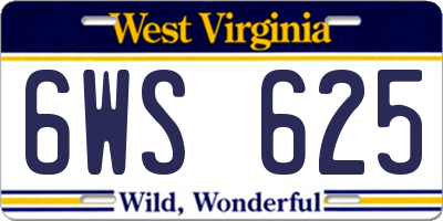 WV license plate 6WS625