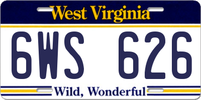 WV license plate 6WS626