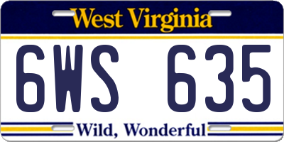 WV license plate 6WS635