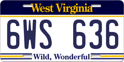 WV license plate 6WS636