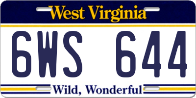 WV license plate 6WS644