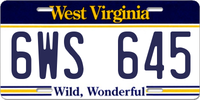 WV license plate 6WS645