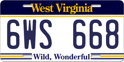 WV license plate 6WS668