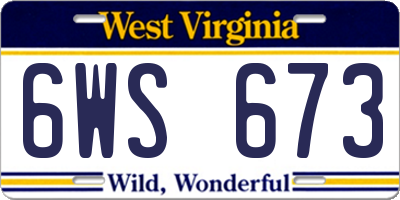 WV license plate 6WS673