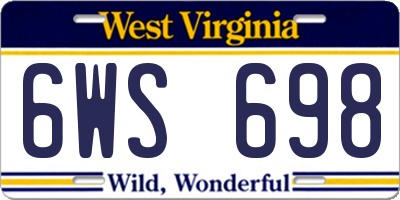 WV license plate 6WS698