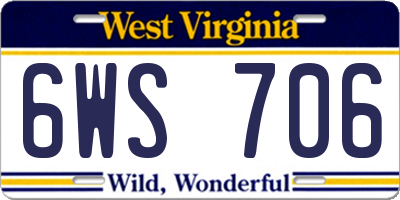 WV license plate 6WS706