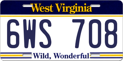 WV license plate 6WS708