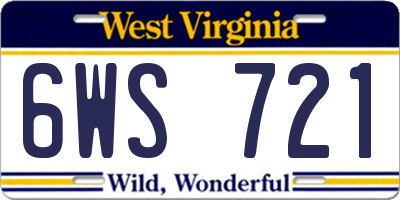 WV license plate 6WS721