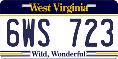 WV license plate 6WS723