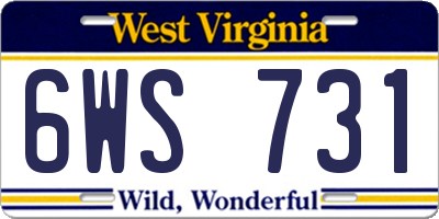 WV license plate 6WS731