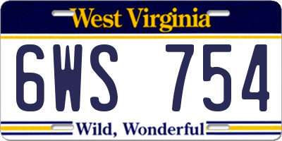WV license plate 6WS754