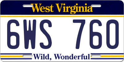 WV license plate 6WS760