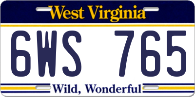 WV license plate 6WS765