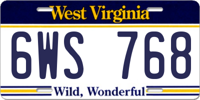 WV license plate 6WS768