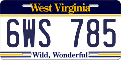 WV license plate 6WS785
