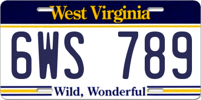 WV license plate 6WS789