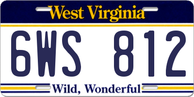 WV license plate 6WS812
