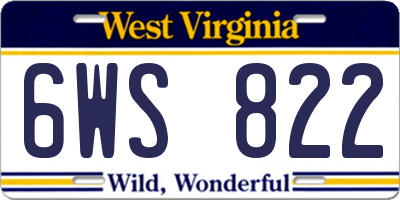 WV license plate 6WS822