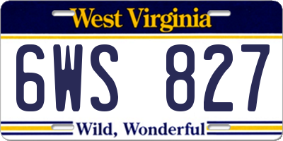 WV license plate 6WS827