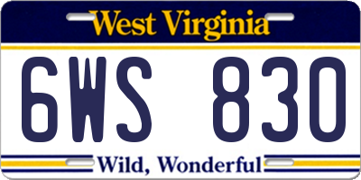 WV license plate 6WS830