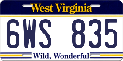 WV license plate 6WS835