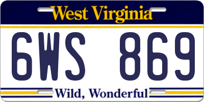 WV license plate 6WS869