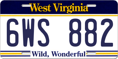 WV license plate 6WS882