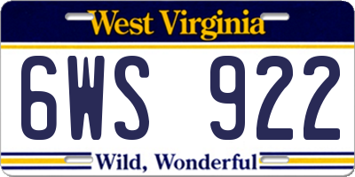 WV license plate 6WS922