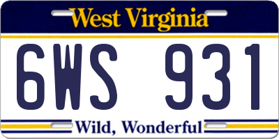 WV license plate 6WS931
