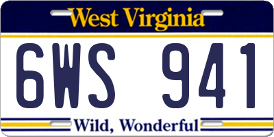 WV license plate 6WS941